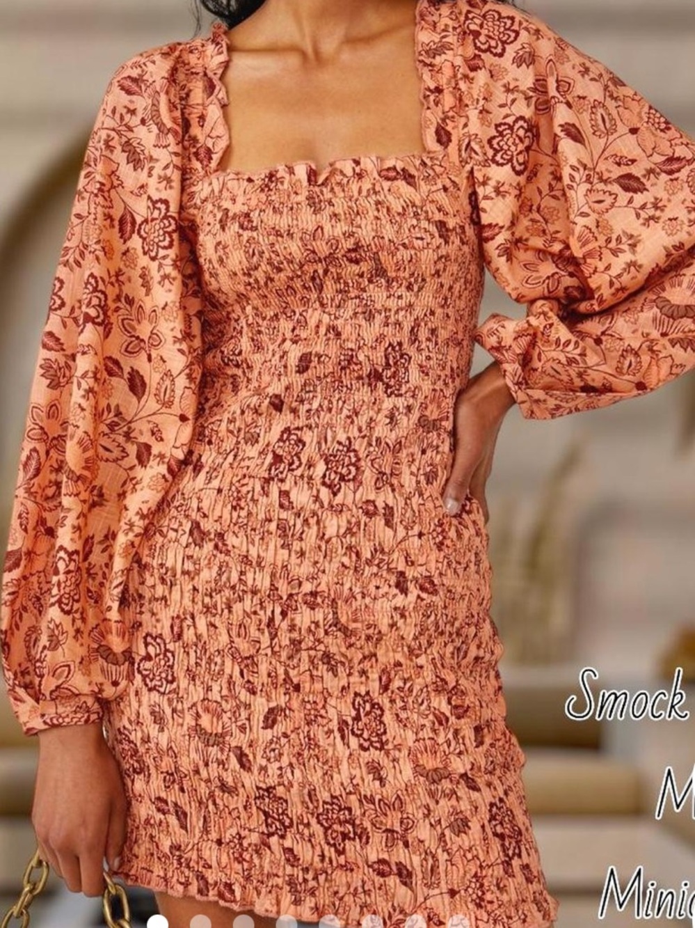 Free People Smock It To Me Mini Dress in apricot combo size XS $148 MSRP